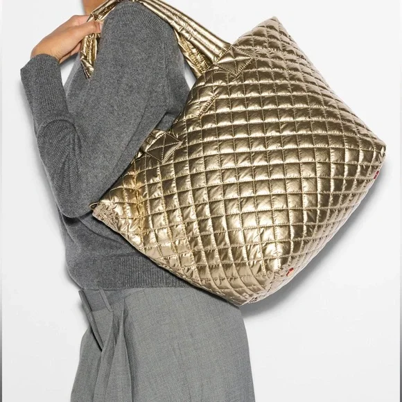 MZ Wallace Antique Gold Medium Metro Tote Deluxe Bag NWT - Picture 5 of 7